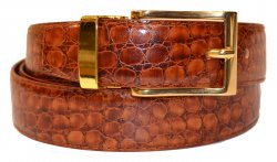Serpi Cognac Baby Alligator Print Genuine Leather Belt F10/30