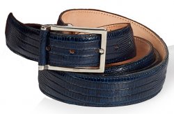 Mauri "100/35" Wonder Blue Genuine Lizard Hand Painted Belt