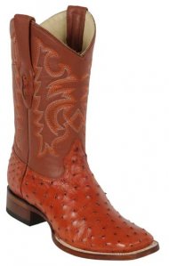 Los Altos Cognac Genuine Ostrich Wide Square Toe Cowboy Boots 8220303