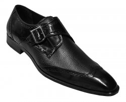 Mezlan "Senator" Black Genuine Deerskin / Calfskin Italian Shoes 15707