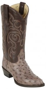 Los Altos Bustic Brown Genuine Ostrich Round Toe Cowboy Boots 650385