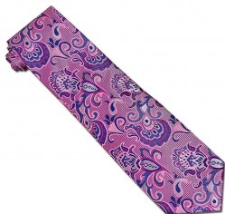 Verse 9 Collection Pink / Lavender Paisley Design 100% Woven Silk Necktie/Hanky Set V905