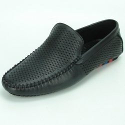 Fiesso Black PU Leather Perforated Slip-on FI2324.