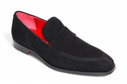 Emilio Franco "Oliviero" Black Genuine Italian Suede Leather Loafers.