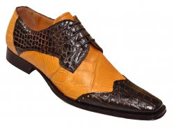 Mauri "M746" Mustard Gold / Brown All-Over Genuine Alligator Wingtip Shoes