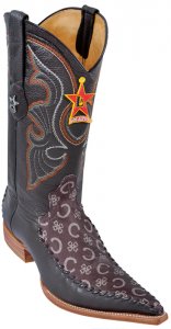 Los Altos Brown Fashion Design / Deer Skin 3X Toe Cowboy Boots 955307