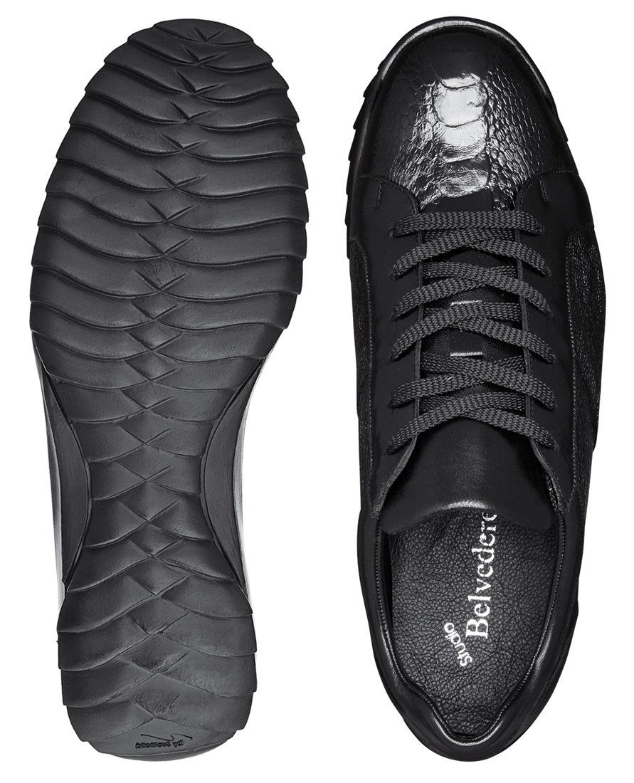 top and bottom view of Belvedere Arena Black Casual Sneaker