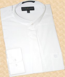 Daniel Ellissa White Banded Collar Cotton Blend Dress Shirt DS3001C
