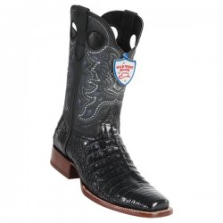 Wild West Black Cherry Genuine Leather Caiman Belly Square Toe Cowboy Boots 28188218