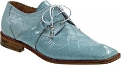 Mauri "Limo" 2223 Sky Blue Genuine Ostrich Leg / Genuine Alligator Shoes