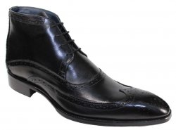 Duca Di Matiste "Udine" Black Genuine Calfskin Lace-up Ankle Shoes.