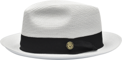 Bruno Capelo White / Black Fedora Braided Straw Hat FN-833.