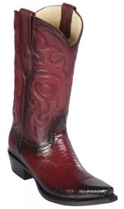 Los Altos Faded Burgundy Genuine Teju Lizard Snip Toe Cowboy Boots 940743