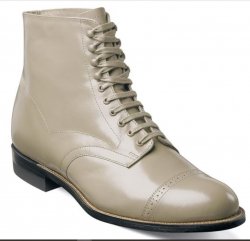 Stacy Adams "Madison'' Taupe Goatskin Leather Cap Toe Lace-Up Boots 00015-260.
