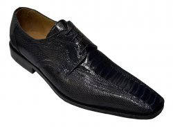 David Eden "Hunnington" Navy Blue Genuine Ostrich / Lizard Shoes