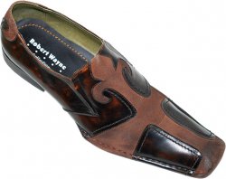Robert Wayne "Fleur" Dark Brown With Cross Design Distressed Leather Loafers