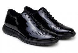 Belvedere "MAXIM" Black Genuine Rich Patent Leather Polished Formal Sneaker.