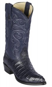 Los Altos Navy Blue Genuine Caiman Tail Snip Toe Cowboy Boots 990110