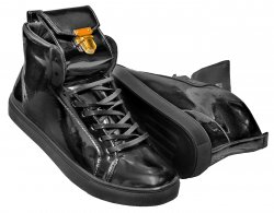 Encore By Fiesso Black Patent PU Leather High Top Sneakers FI2244S