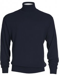 Bagazio Navy Blue Cotton Blend Turtleneck Sweater Shirt VT042