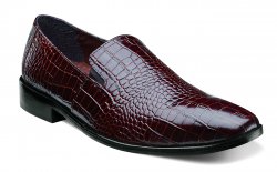 Stacy Adams "Galindo" Cognac All-Over Alligator Print Genuine Leather Dual Goring Slip-on Loafer Dress Shoes 24996-221
