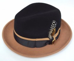 Bruno Capelo Black / Chestnut Brown Australian Wool Fedora Dress Hat MI-206