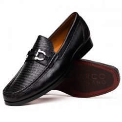 Marco Di Milano "Enzo" Black Genuine Lizard Loafer