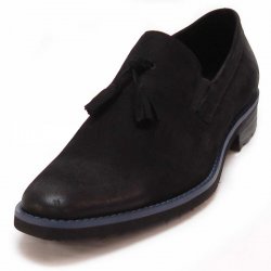 Encore By Fiesso Black Genuine Leather Loafer Shoes FI6692