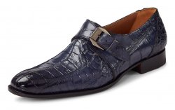 Mauri "Manzoni" 1090 Charcoal Grey All-Over Genuine Body Alligator Hand-Painted Loafer Shoes With Monk Strap