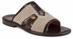 Mauri "5002/1" Ruby / Beige Genuine Karung / Fabric Slide-In Open Toe Sandals.