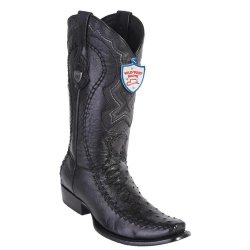 Wild West Black Genuine Ostrich Dubai Toe Cowboy Boots 279F0305