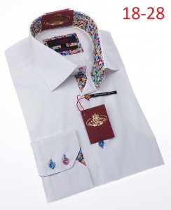 Axxess White 100% Cotton Modern Fit Dress Shirt 18-28.
