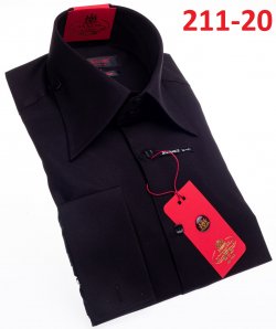 Axxess Black Cotton Modern Fit Dress Shirt With Button Cuff 211-20.