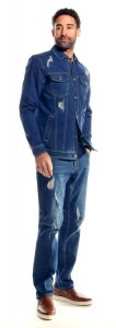Stacy Adams Indigo Blue Cotton Modern Fit Denim Jacket Outfit 1592