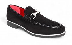 Emilio Franco "Nino II" Black Genuine Italian Suede Leather With Bracelet Loafers.