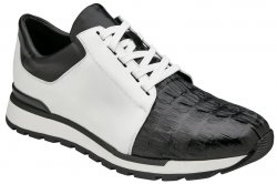 Belvedere "Titan" Black / White Genuine Crocodile / Soft Calf Casual Sneakers 33631.