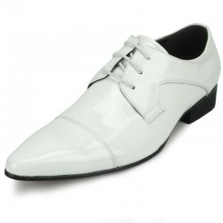 Encore By Fiesso White Patent Leather Lace-up Cap Toe Shoes FI7286.