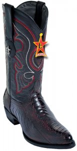 Los Altos Black Cherry Genuine All-Over Ostrich Leg Medium R-Toe Cowboy Boots 600518