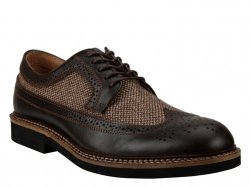 G.H.Bass & Co "Bremmer" Chocolate Brown / Herringbone Genuine Leather Wing Tip Oxford Shoes
