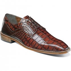 Stacy Adams "Triolo" Brown Alligator Belly Print Genuine Leather Lace-Up Shoes 25211-229