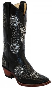 Ferrini Ladies 83071-04 Black / Silver Genuine Leather Cowgirl Boots