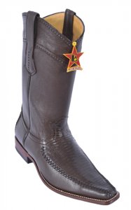 Los Altos Brown Genuine Lizard / Deer Skin Square Toe Cowboy Boots 770707