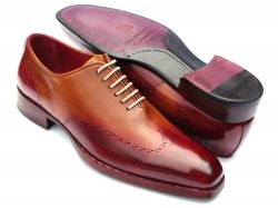 Paul Parkman ''081-RDT'' Bordeaux / Camel Genuine Leather Wingtip Oxfords Shoes