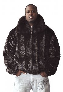 Winter Fur M49R01BR Brown Genuine Mink Head Jacket With Fox Collar