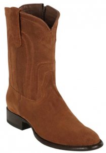 Los Altos Cognac Genuine Suede Round Roper Toe With Zipper Style Cowboy Boots 69Z6603