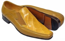 Mauri 0216 Mustard / Camel Genuine Alligator / Italian Calfskin Loafer Shoes