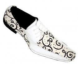 Zota White/Black Paisley design With Pony Hair Shoes GM00892
