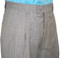 Steve Harvey taupe and turquoise plaid wool pants