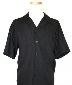Pronti Black Micro Polyester Short Sleeve Shirt S2472