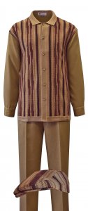 Silversilk Camel / Rust / Caramel Button Up Knitted Front Outfit / Ivy Cap 5396